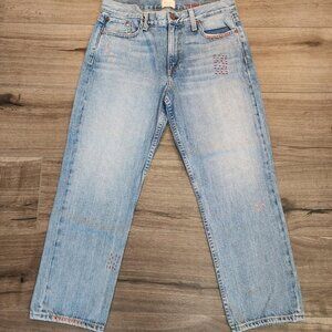 AO.LA Jeans Womens 28 Embroidered Straight Leg Custom Stitch Denim Pants USA